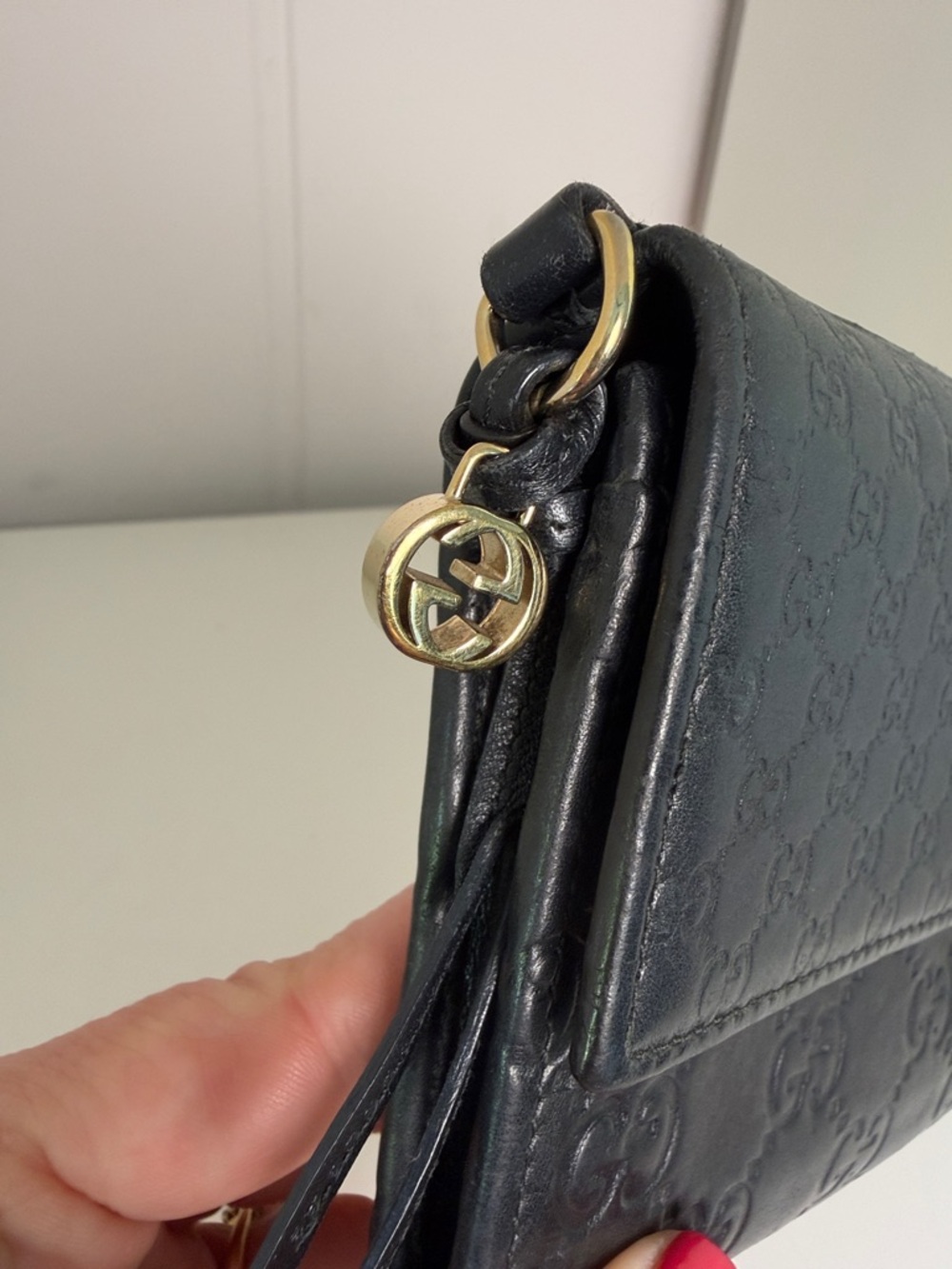 Gucci Black Guccissima Leather Continental Wallet with unbranded Gold Chain - Picture 3 of 10
